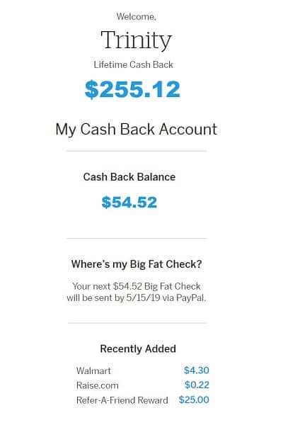 Ebates cash back