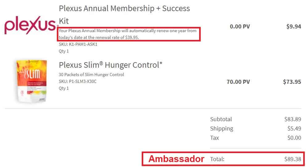 Plexus SLIM Ambassador pricing guide